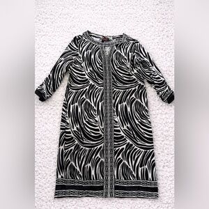 Dana Buchman Zebra Print Shift Dress Black White Size L